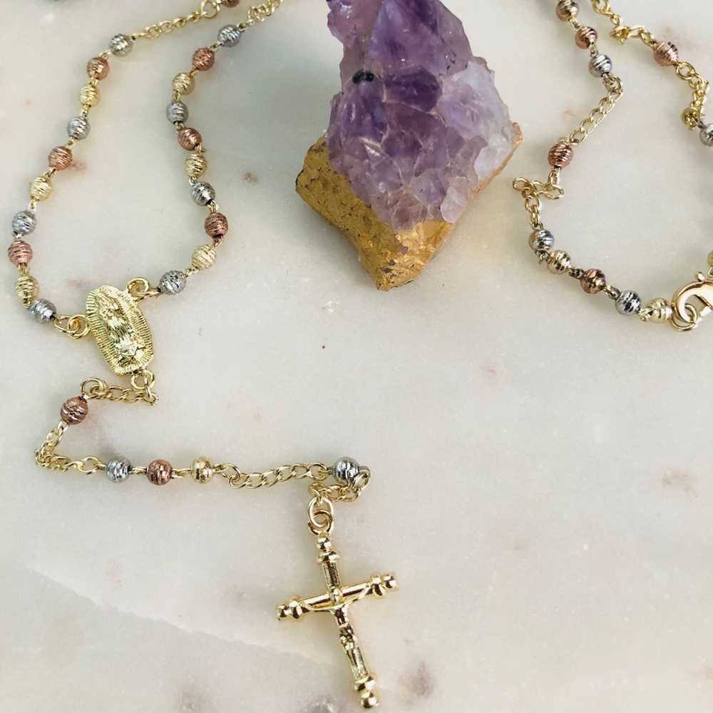 Gold plated Virgin of Guadalupe Rosary 📿